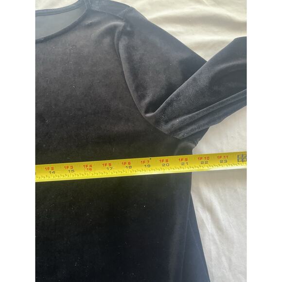 J Jill Wearever Tunic Top Womens Large Black Velvet Knit Mixed Media Side Slit L - Picture 5 of 6